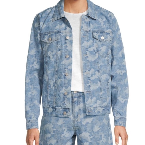 Men’s HUDSON JEANS Camo Denim Trucker Jacket XXL